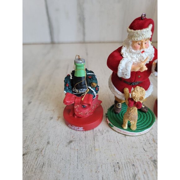 Vintage Carlton coca cola Santa coke tree ornament Xmas set unique - Picture 2 of 8